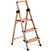 Dyforce Escalera de 3 peldaños estilo madera aluminio